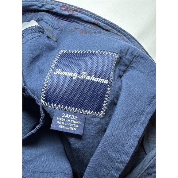 Tommy Bahama Pants Mens 34x32 Navy Blue Lyocell Linen Relaxed Chino Trousers EUC - Picture 3 of 11